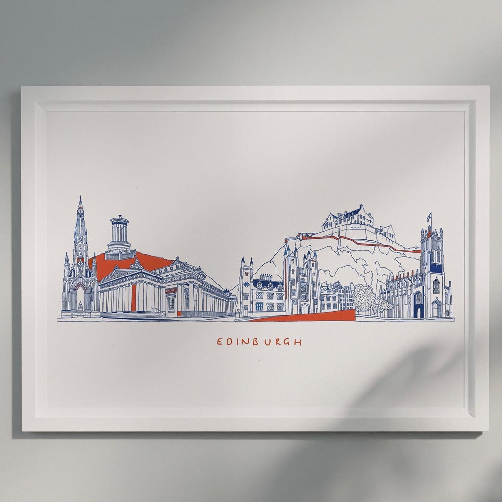 Edinburgh skyline orange & navy