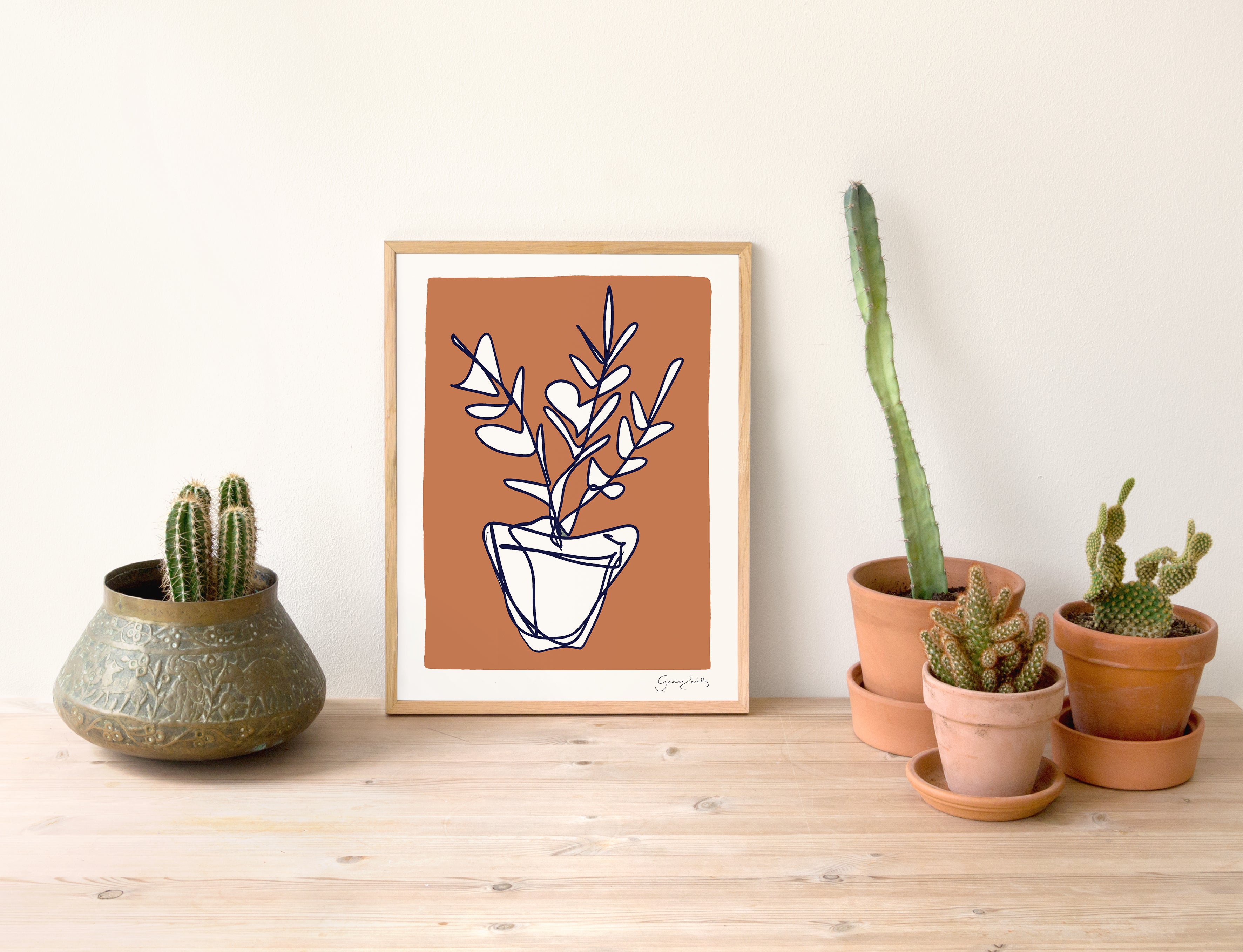 Orange plant print