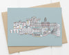 Stockport landmarks card blue