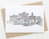 Stockport landmarks skyline card white