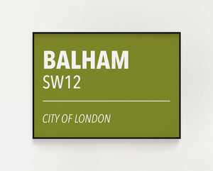Balham road sign print
