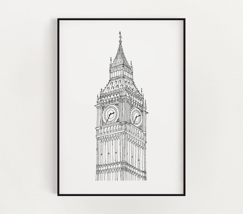 Big Ben black and white print