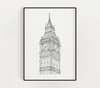 Big Ben black and white print