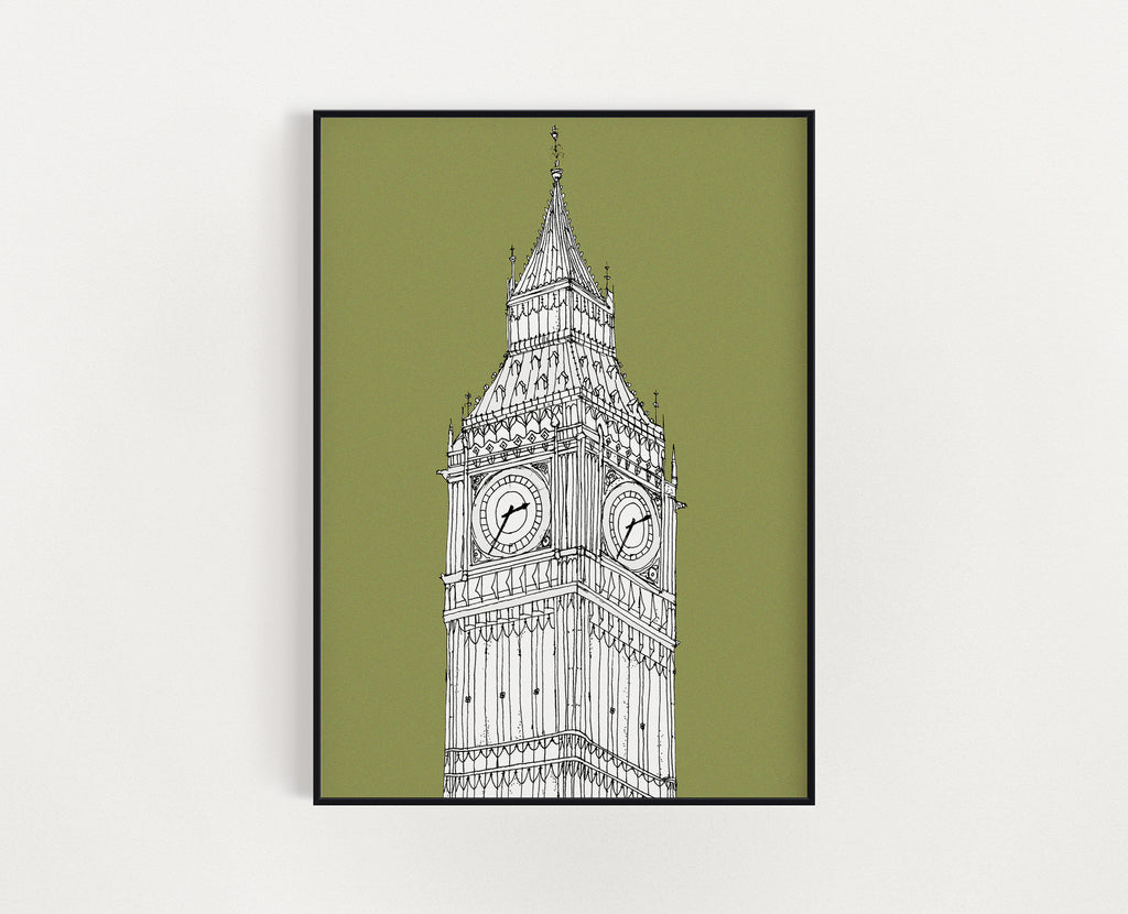 Big Ben print olive
