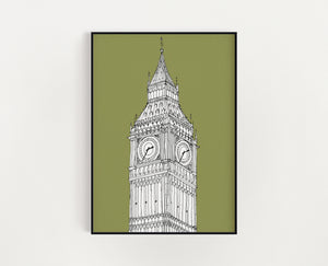 Big Ben print olive