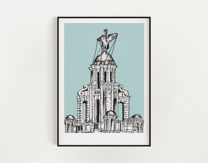 Liverbuilding print blue - Liverpool print