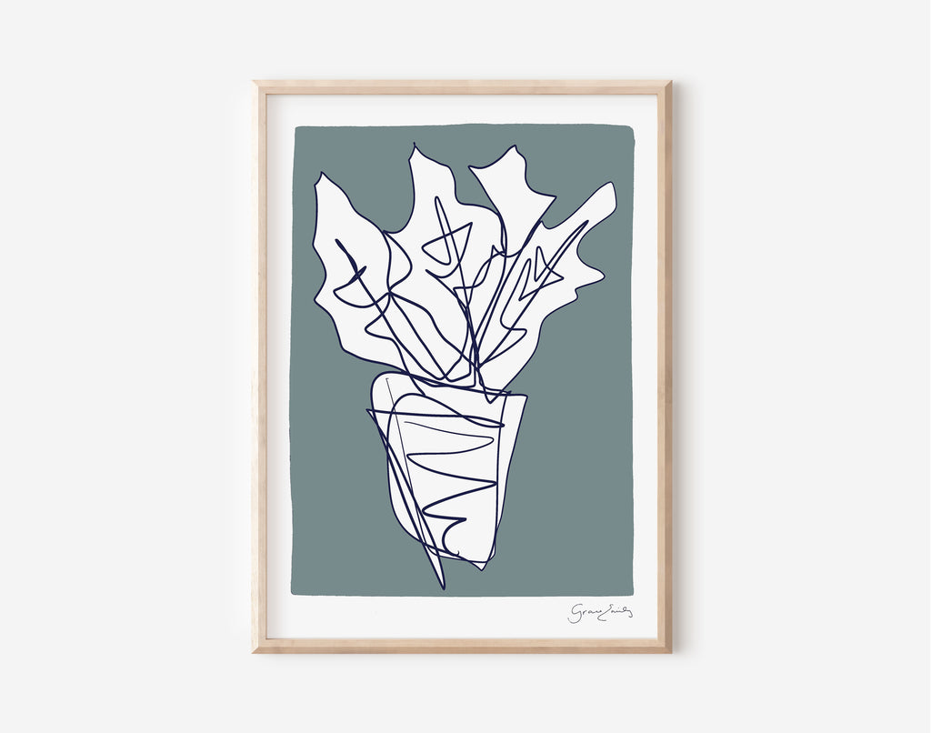 Blue plant print