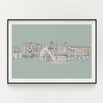 Sheffield landmarks print blue