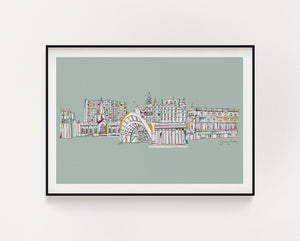 Sheffield landmarks print blue