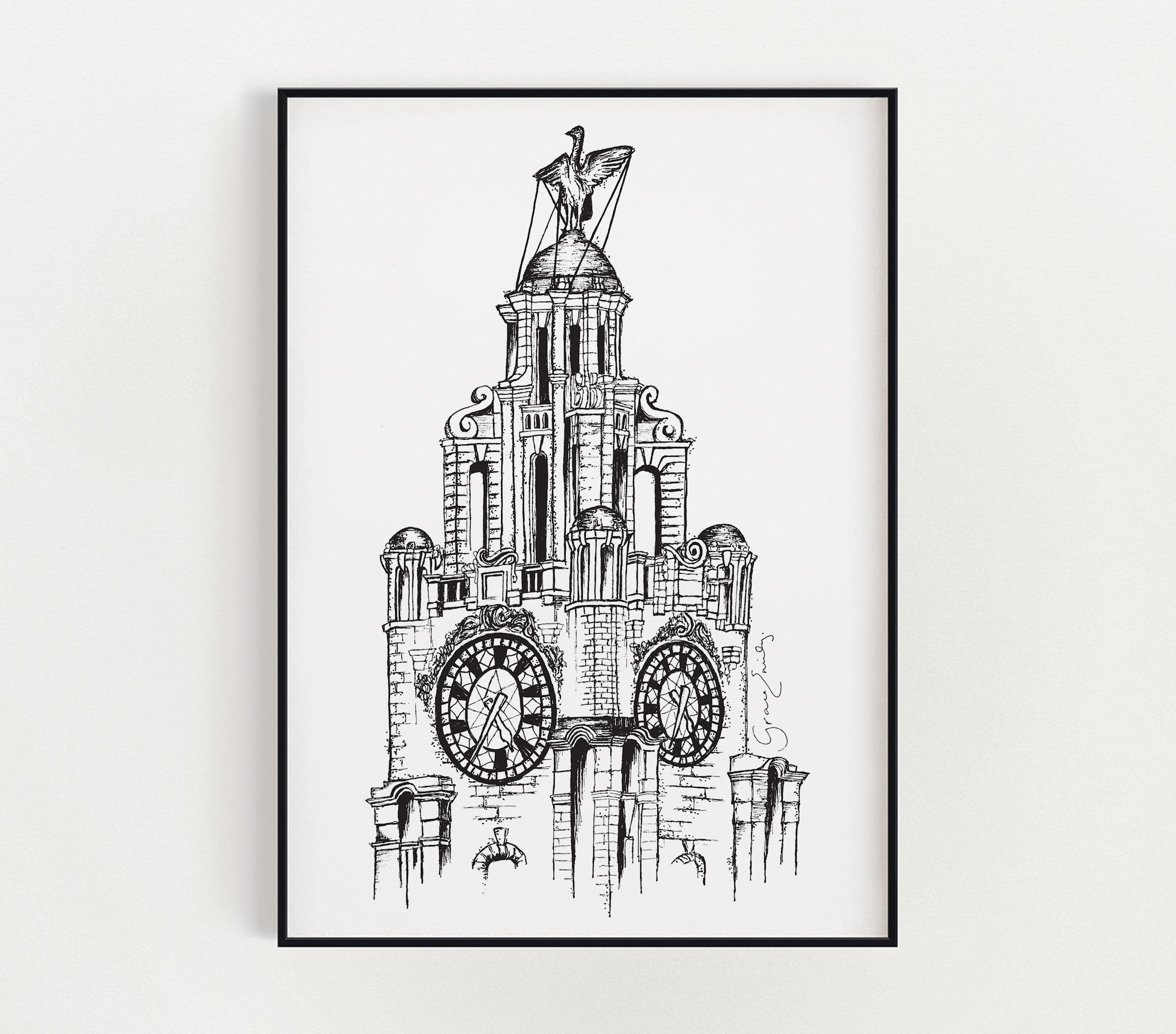 Liverbuilding Black & White Print