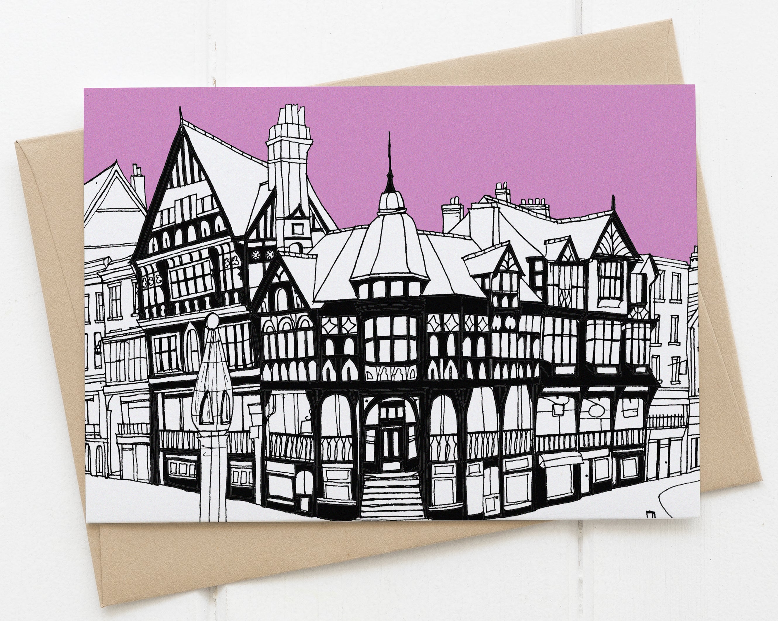 Chester Rows Cartoon Chester rows card pink – Grace Emily Design