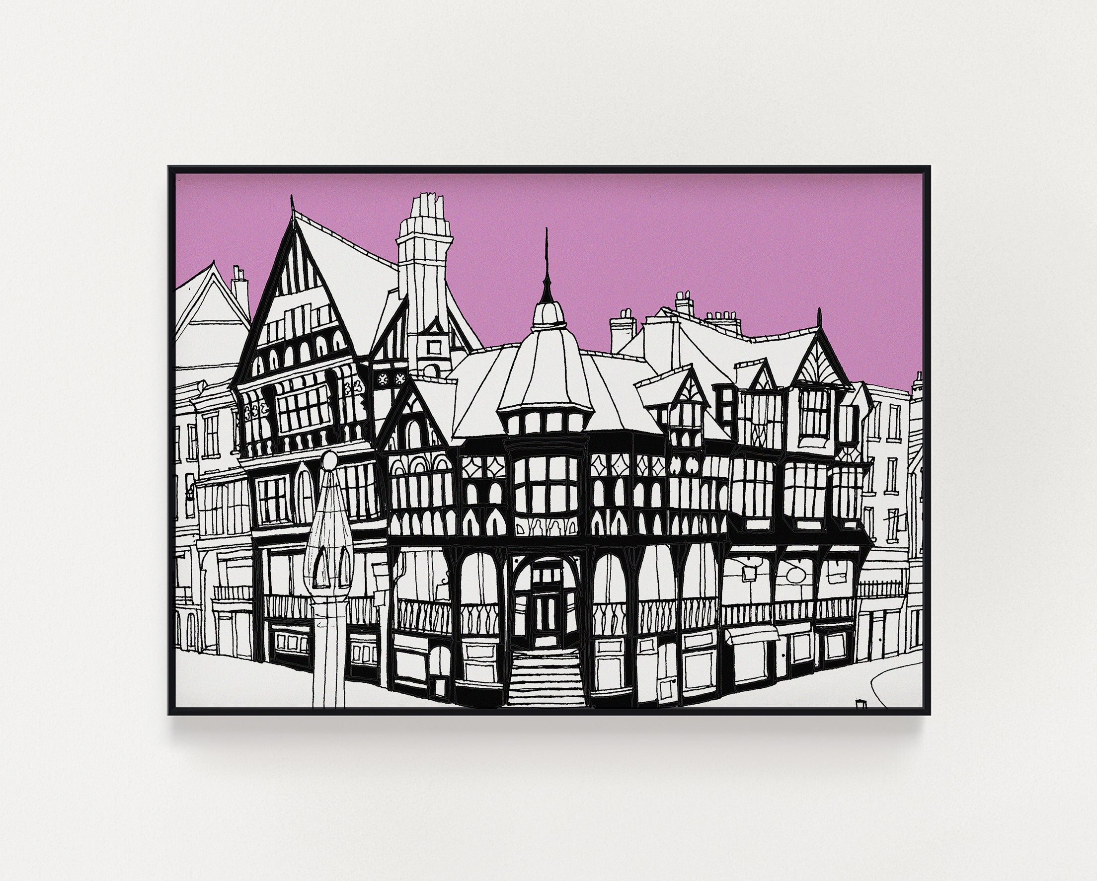 Chester Rows Drawing Chester rows pink print – Grace Emily Design