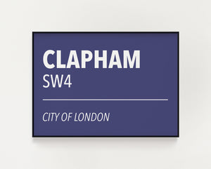 Clapham road sign print