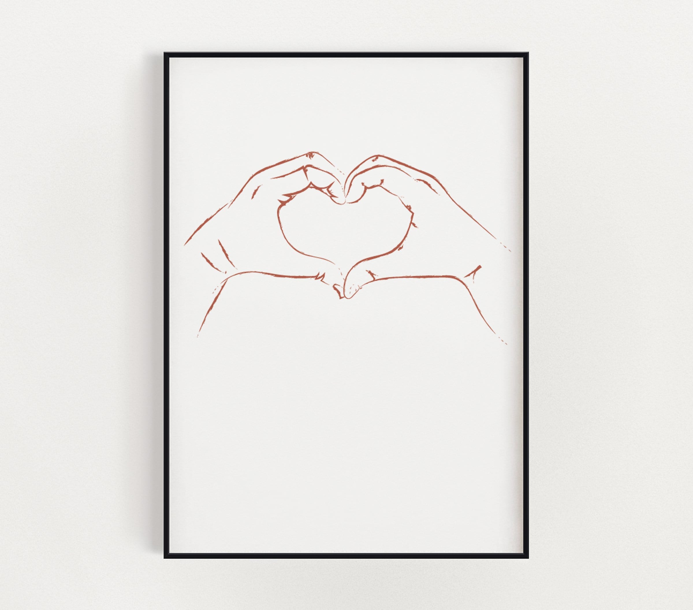 Coral Heart Hands Print