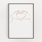 Coral Heart Hands Print