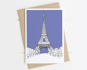 Eiffel Tower card purple