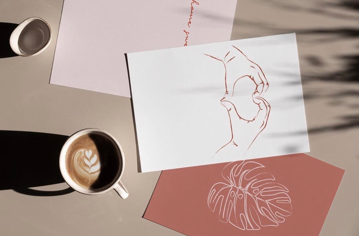 Coral Heart Hands Print