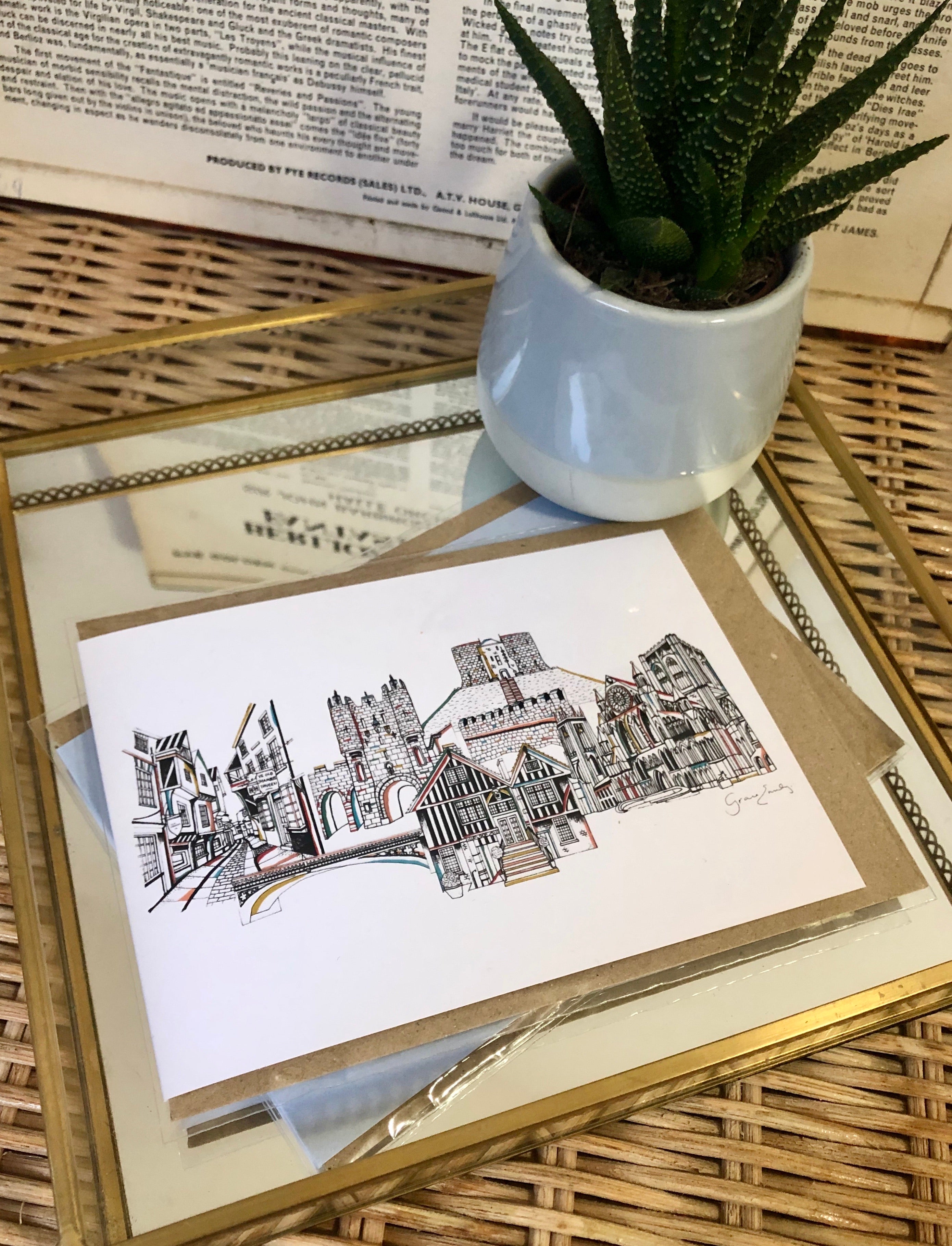 York landmarks white card