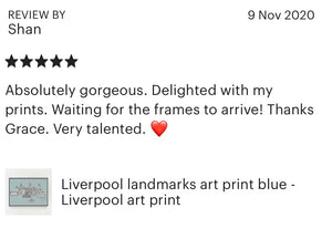 Blue Liverpool Landmarks Print