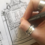 Leeds landmarks blue print