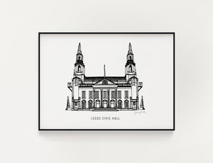 Leeds Civic Hall Monochrome Print