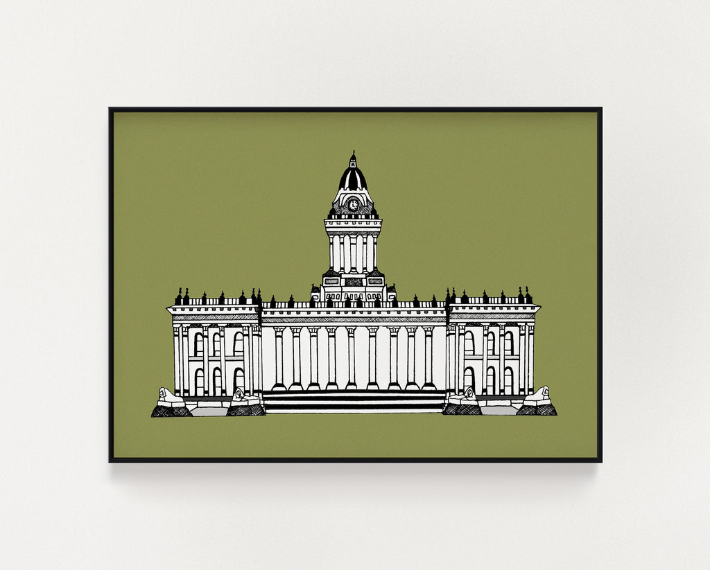 Leeds Town Hall olive print