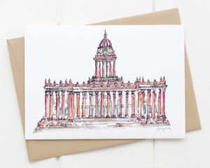 Leeds Town Hall painted card