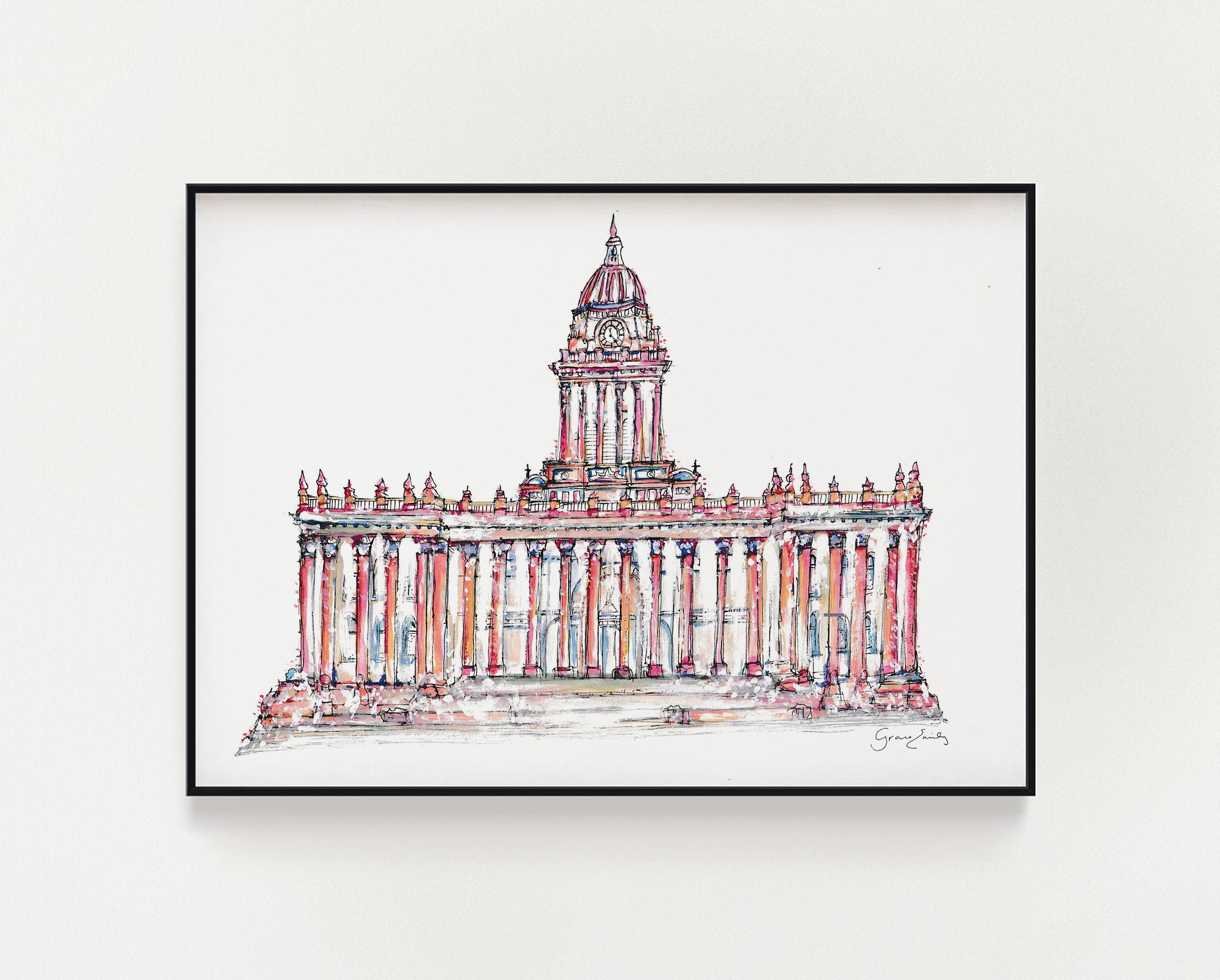 Leeds Town Hall painted print