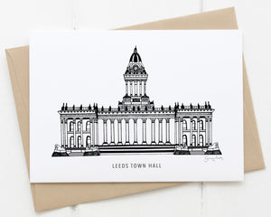Leeds Town Hall monochrome card