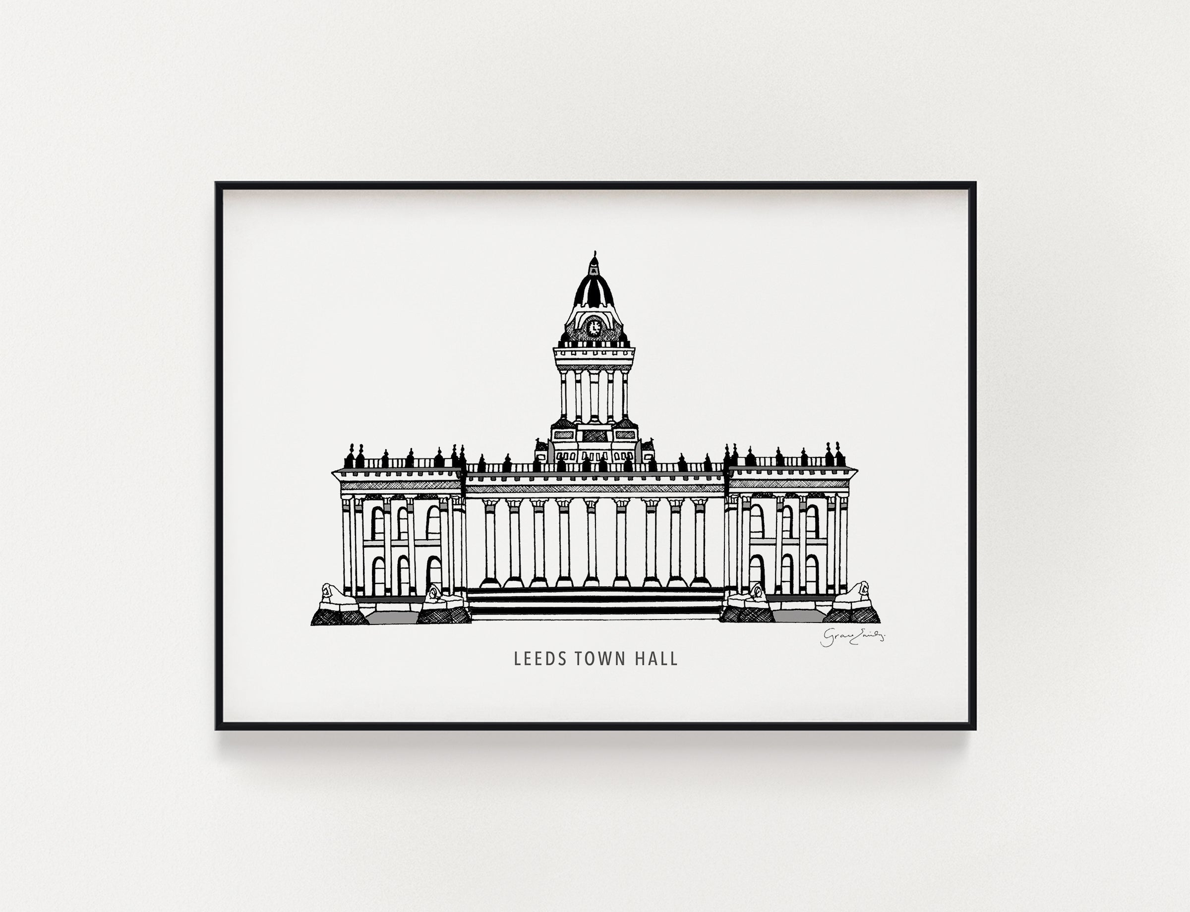 Leeds Town Hall Monochrome Print