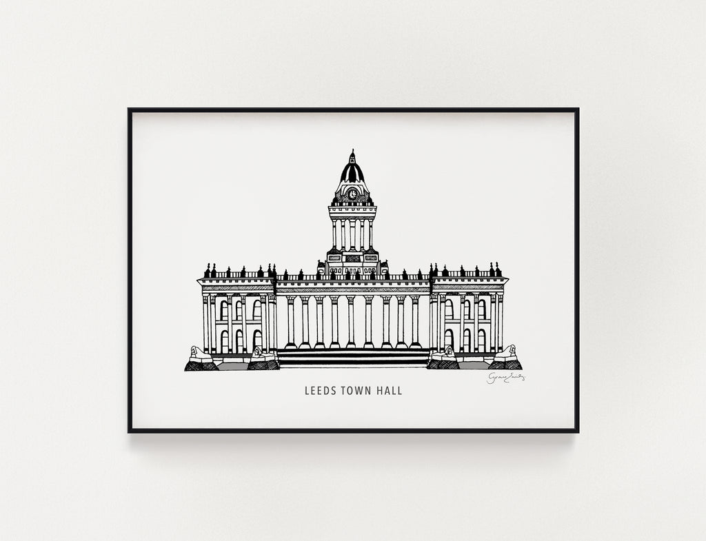 Leeds Town Hall Monochrome Print