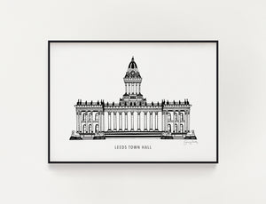 Leeds Town Hall Monochrome Print