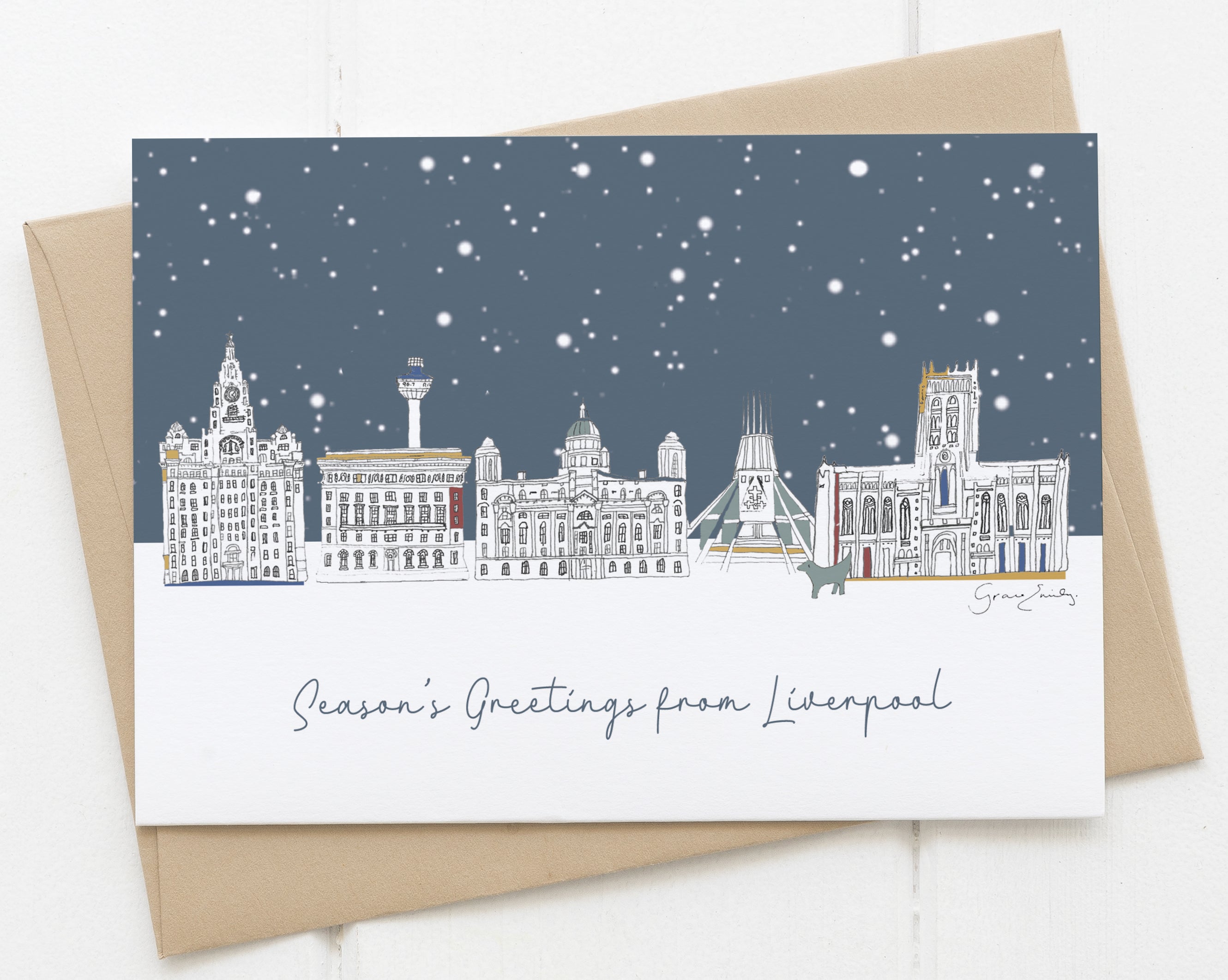 Liverpool Skyline Christmas card