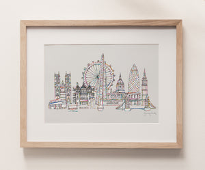 London landmarks skyline muted print