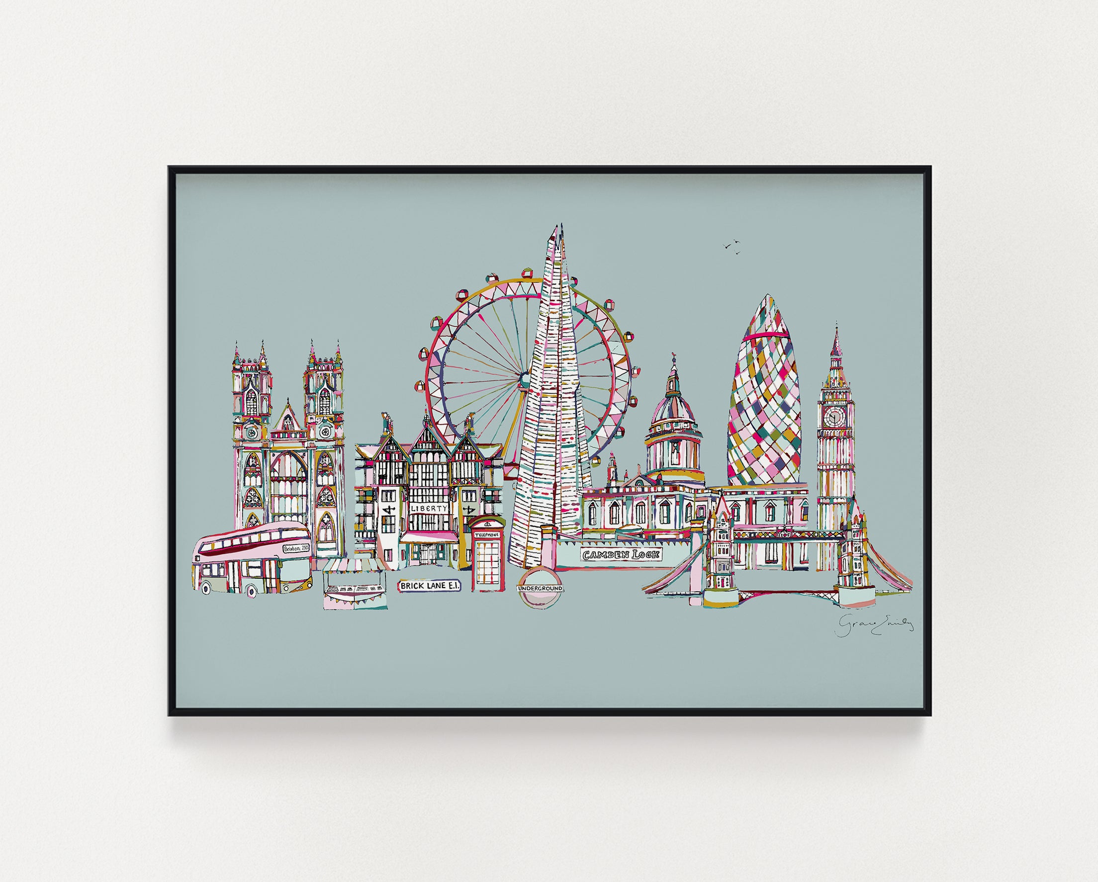 London landmarks skyline blue