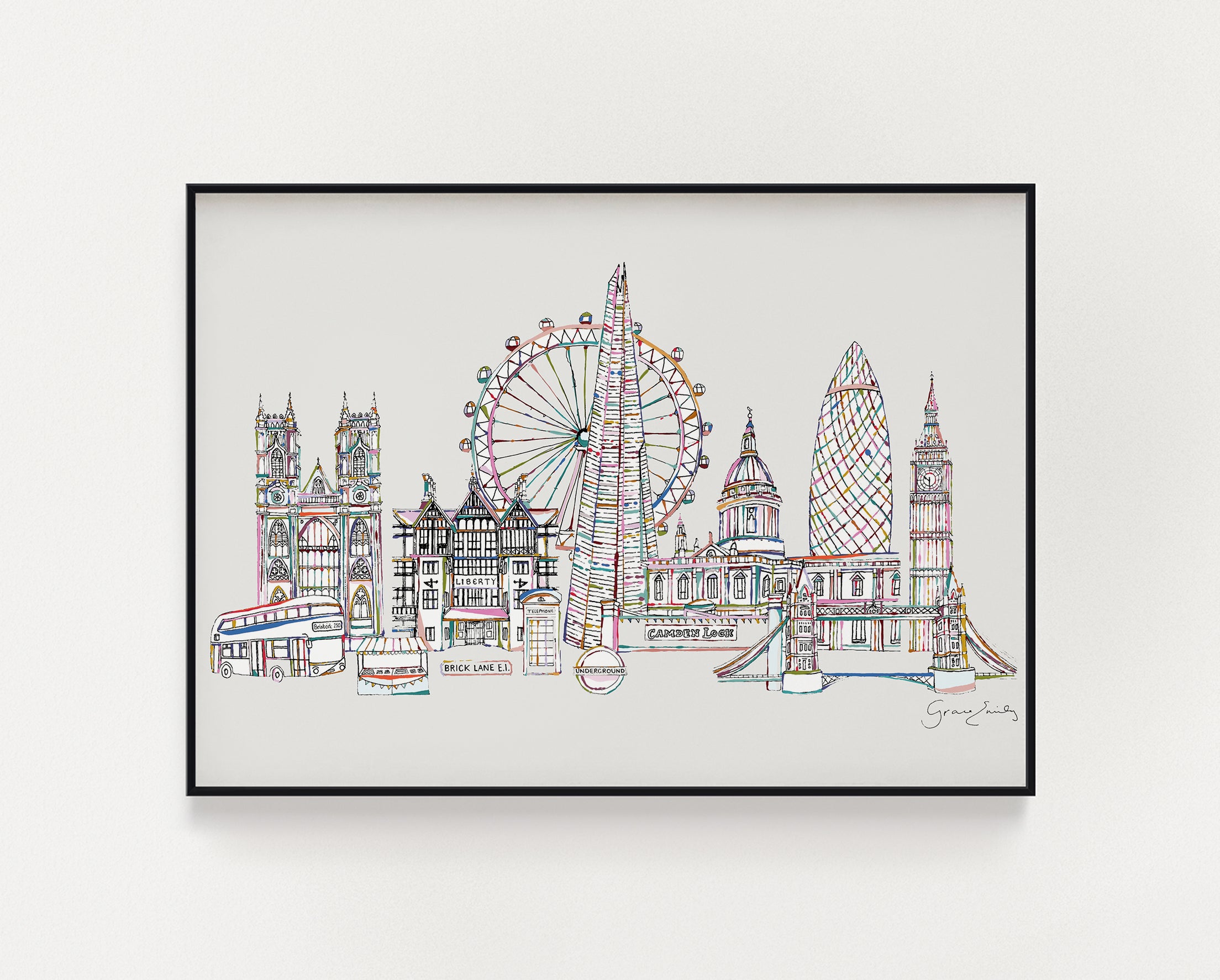 London landmarks skyline muted print