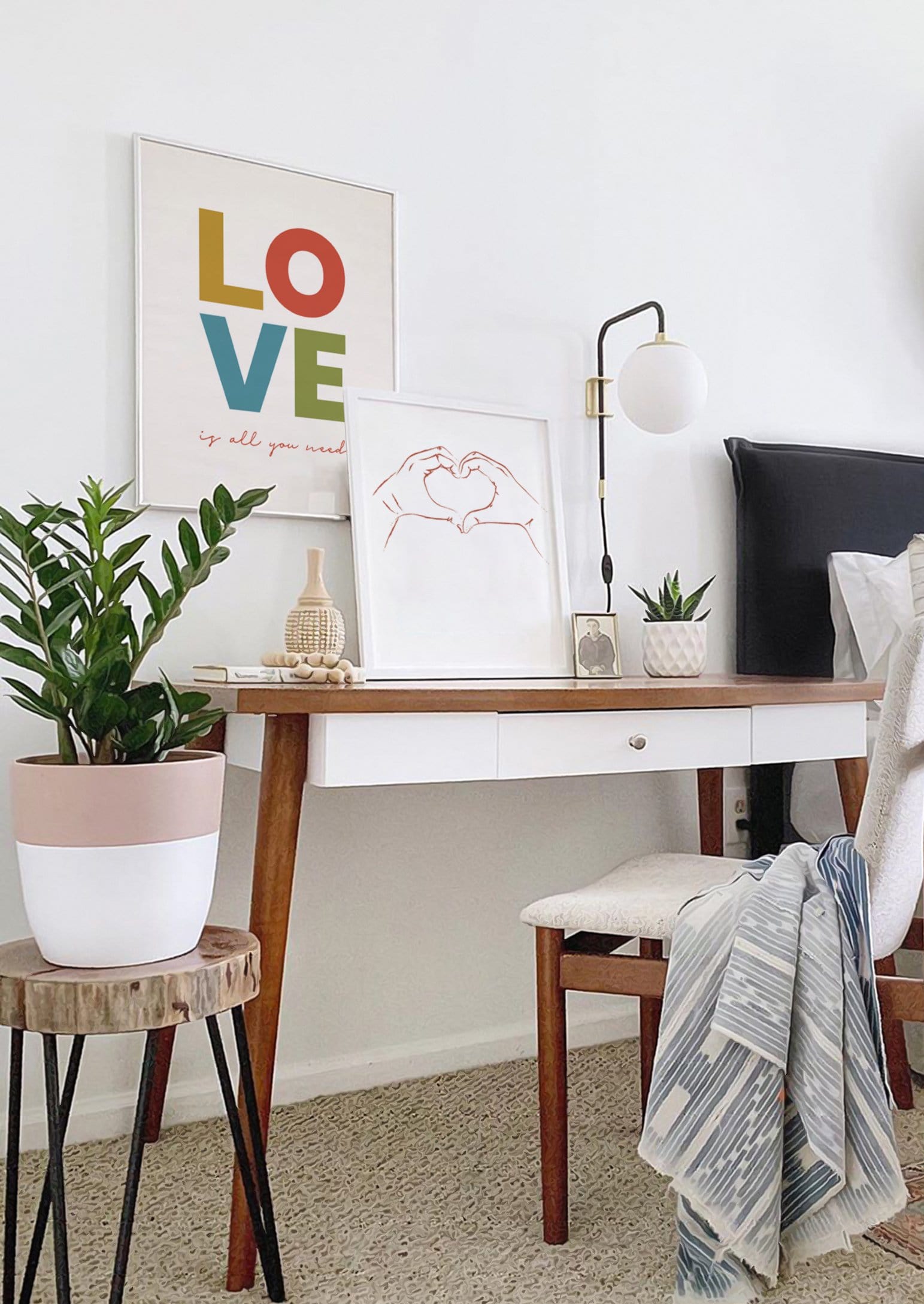 Coral Heart Hands Print