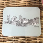 Manchester landmarks blue coaster