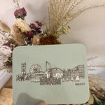 Manchester landmarks blue coaster