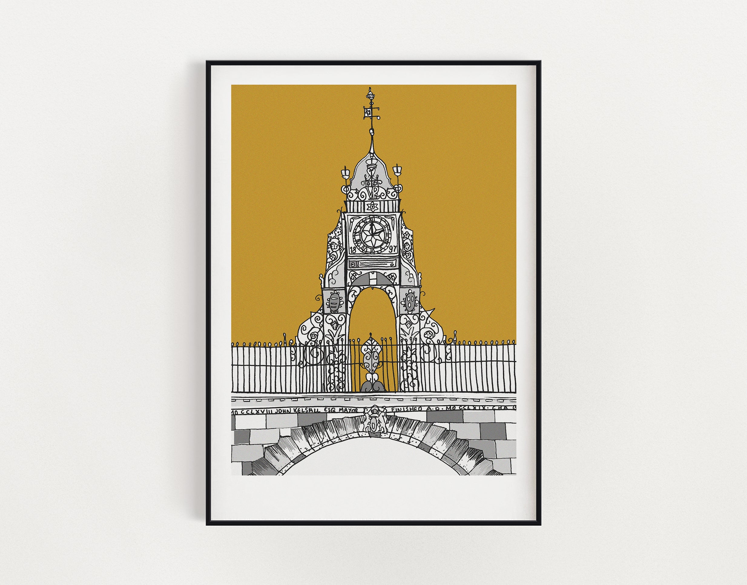 Eastgate Clock print mustard