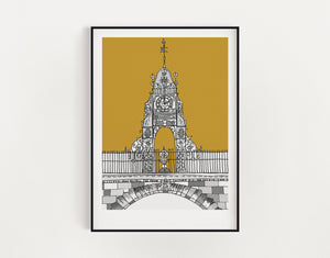 Eastgate Clock print mustard