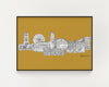 Manchester landmarks skyline mustard print
