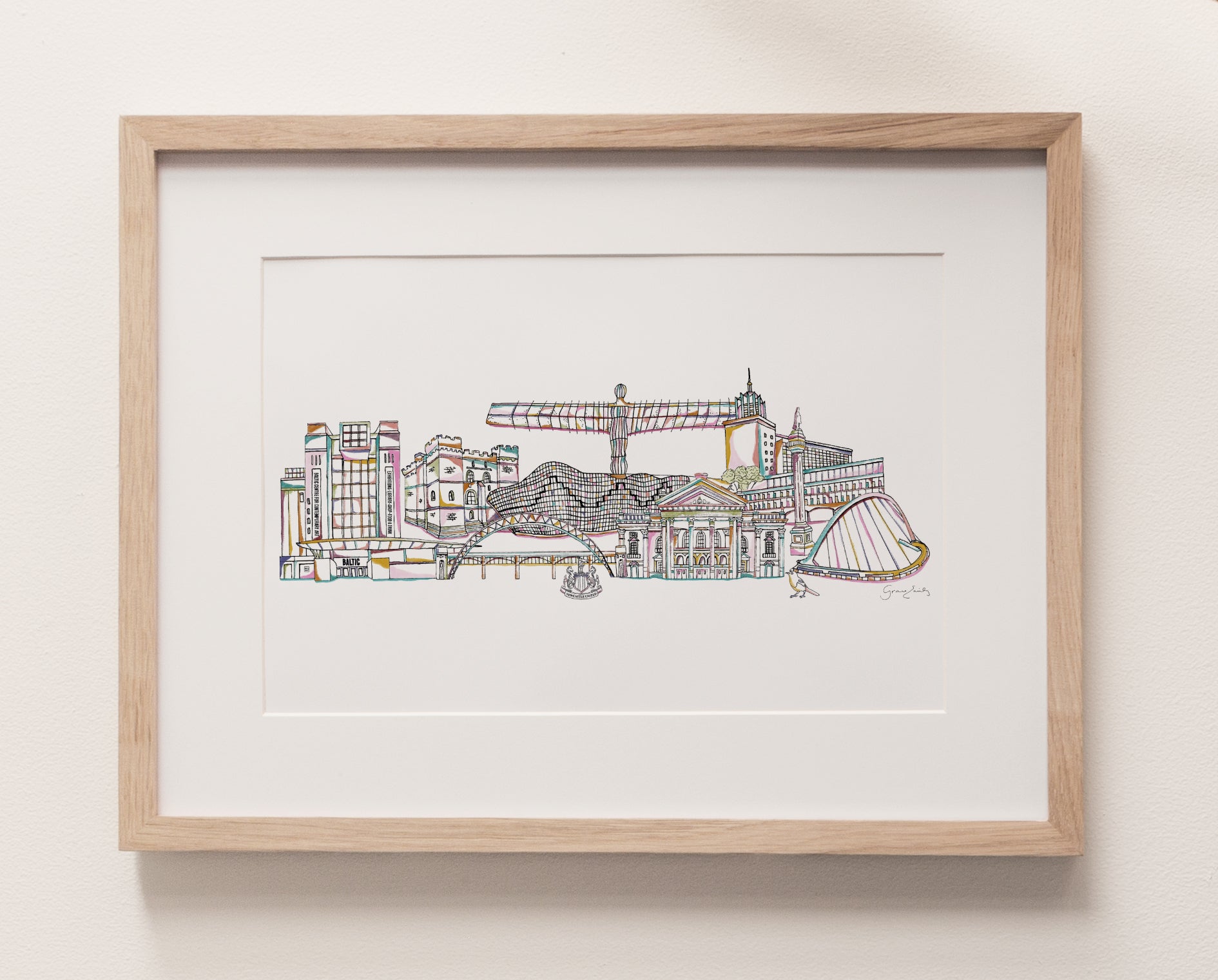 Newcastle landmarks skyline print