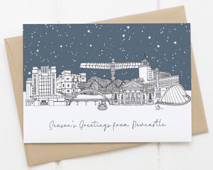 Newcastle landmarks skyline christmas card