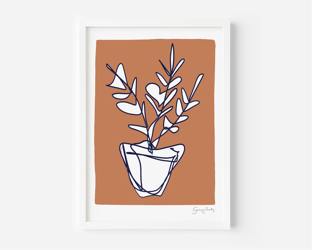 Orange plant print