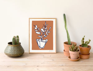 Orange plant print