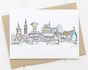 Ormskirk landmarks skyline card