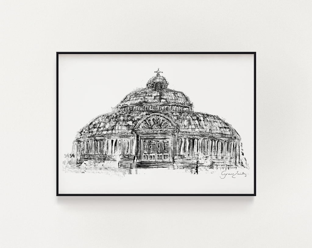 Sefton Palm House print black and white