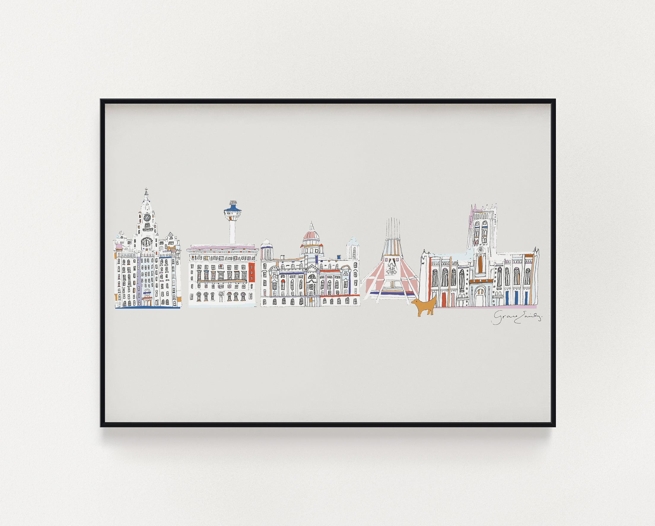 Liverpool Skyline Muted Colours Print