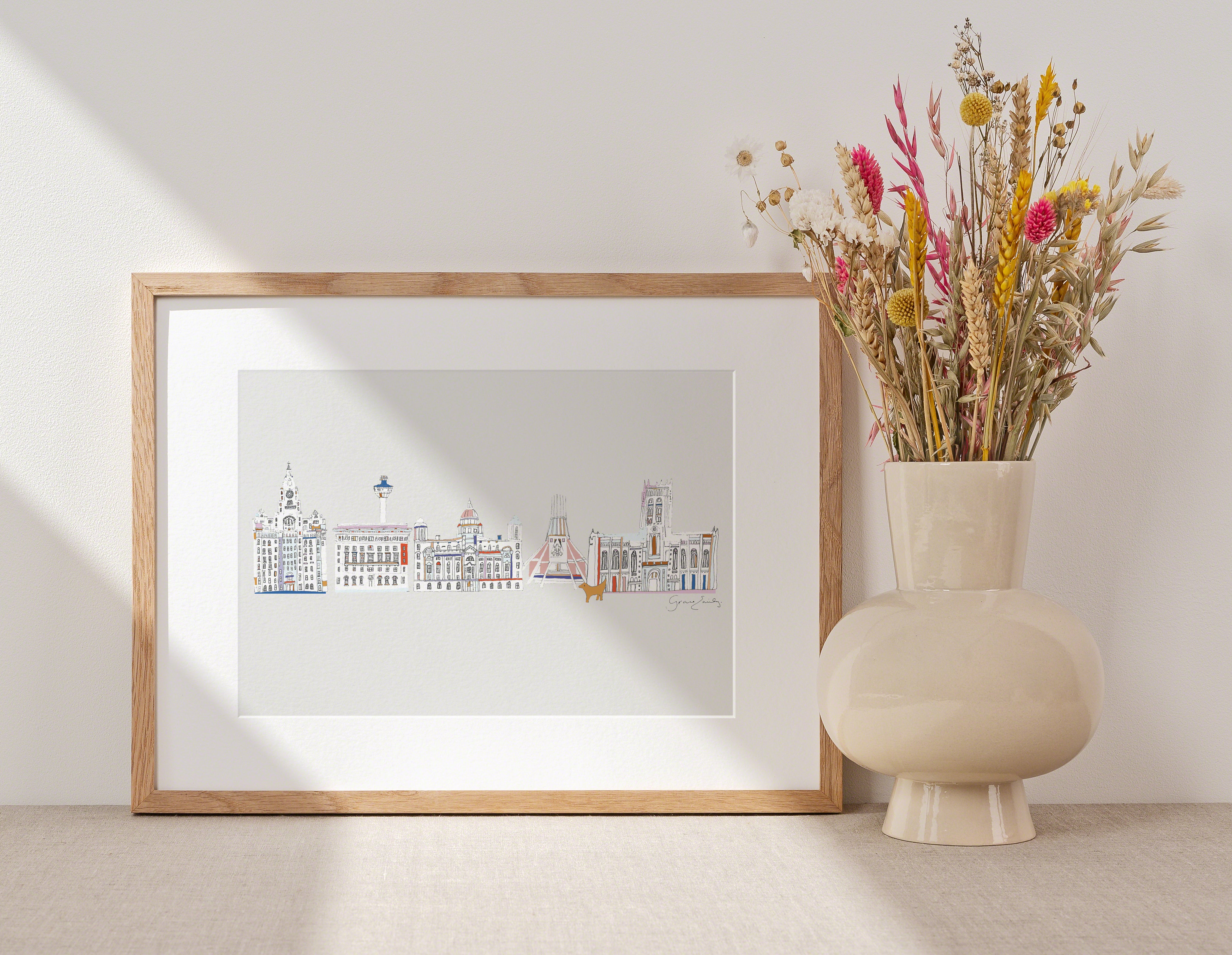 Liverpool Skyline Muted Colours Print